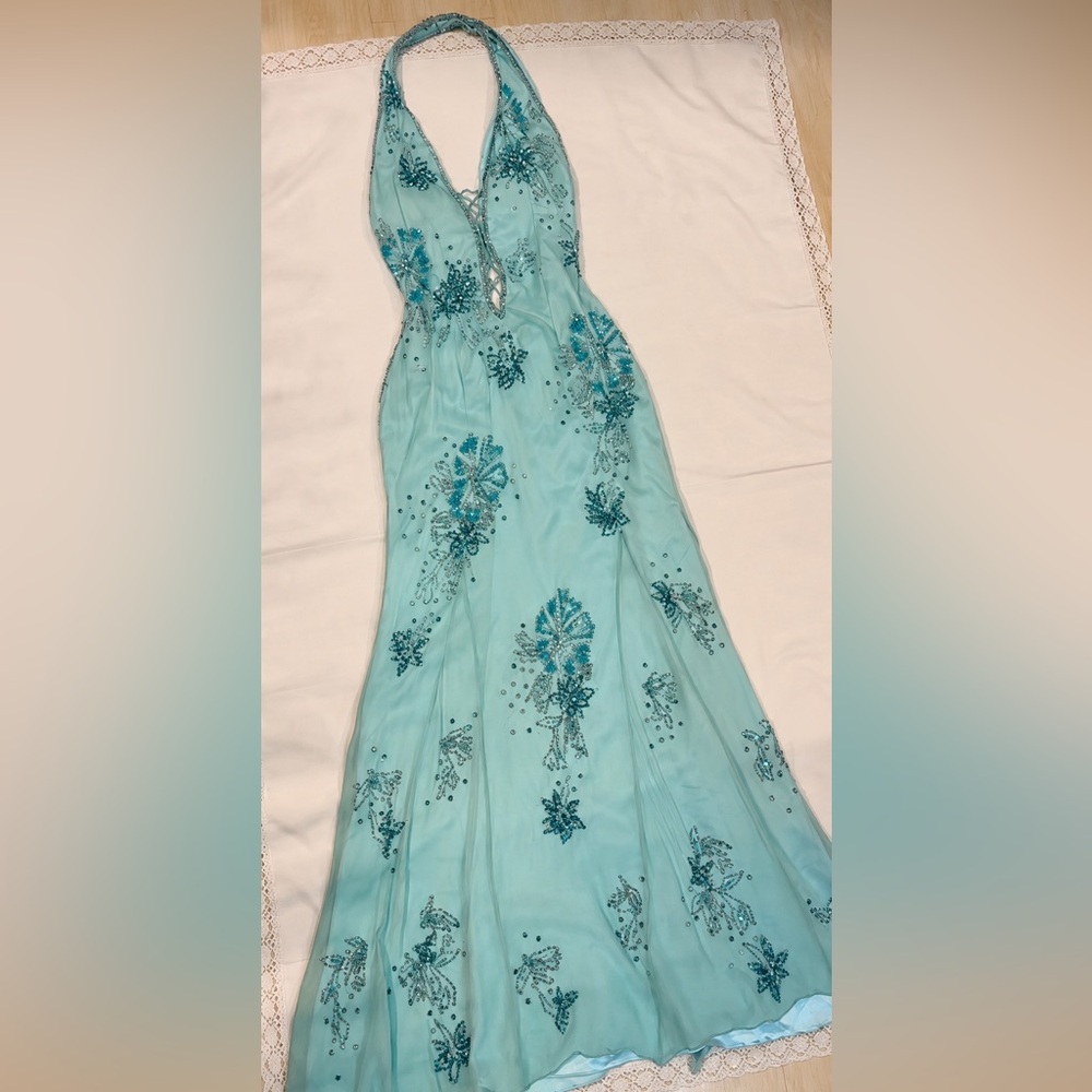 Vintage Y2K 100% Silk Beaded Dress Vintage Beaded Dress Vintage Prom Y2K Fairy - Picture 4 of 14